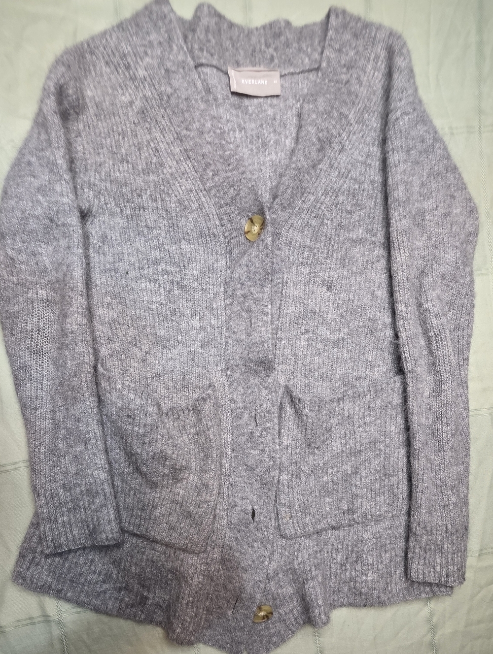 Everlane Heather Grey Alpaca Blend Oversized Cardigan Sweater XS